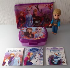 DISNEY FROZEN ELSA & ANNA  PLASTIC LUNCH BOX+PENCIL CASE+BOOKS+KRISTOFF FIGURE.