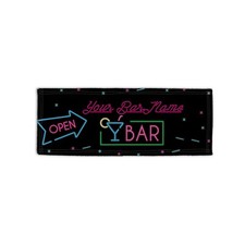 Personalised Neon Bar Sign Bar Design Microfibre Bar Towel Pub Beer Mat