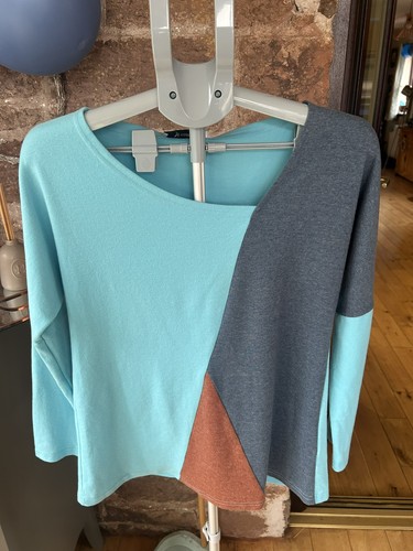 Lovely teal patchwork jumper - patchwork,