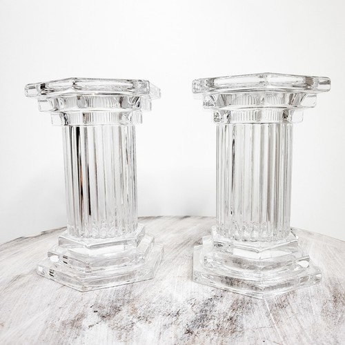 Crystal candlestick pair - crystal,
