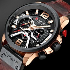 CURREN Mens Date Analog Waterproof Quartz Calendar Business Leather Wrist Watch