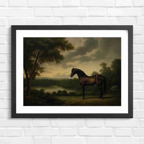 Dark brown horse pastoral - horse, in