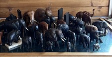 30Vintage Hand Carved Wooden Elephant Figurines
