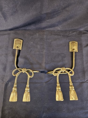 Vintage brass curtain - brass, tiebacks