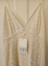 Zara laced midi dress white