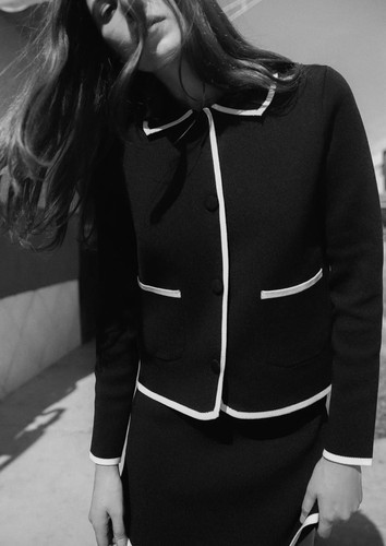 Zara black white plain - black, knit