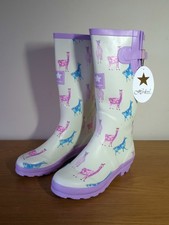 Hawkins Lama Alpaca Print Slip On Wellies Wellington Boots Ladies Size 6