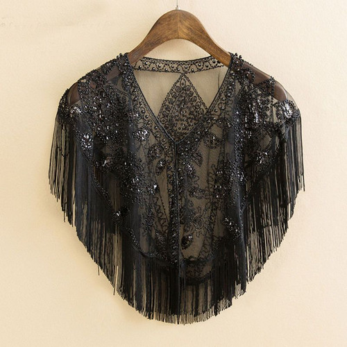 Lady mesh sequin tassel - sequin, cape