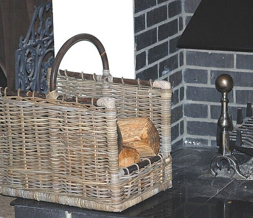 Wicker log basket large - log,