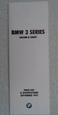 BMW 3 Series 1992 Price list Saloon & Coupe models - 325i/SE.320i/SE,318i,316i,