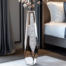 Xl Large Sparkle Diamond Crushed Crystal Mirrored Floor Vase Ornament Bling Vase