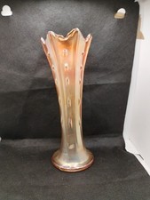 Dugan Target Marigold Carnival Glass 6 point stretch glass Iridescent Vase 9.5"