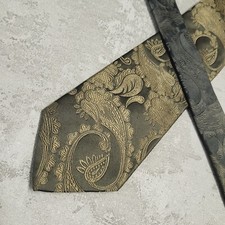 Duchamp London Silk Tie Luxury Khaki Green Floral Paisley Handmade In England A