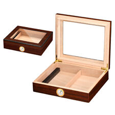 25 counts Cedar Wood Cigar Humidor Case Box w/ Humifider Hygrometer Glasstop