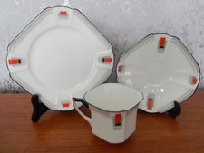 Shelley Art Deco Coral, Grey &