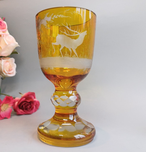 Antique bohemian moser amber - bohemian,