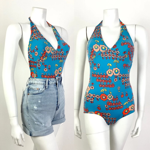 Vtg 60s 70s blue orange - 60s,