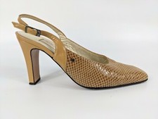 Nina Ricci Tan Leather High Heel Slingback Shoes Uk 4 Eu 37