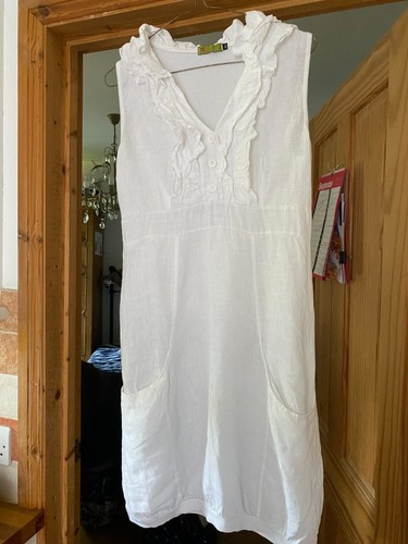 White linen dress willow - white,