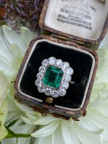 Emerald and diamond cluster - and,