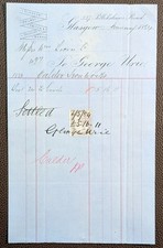 1884 George Urie Glasgow Railway Switch & Crossing Works, Pollokshaws Rd Invoice