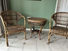 Rattan/wicker/cane set 2 Chairs + Table.  Conservatory. Pads Inc. Collect Bolton