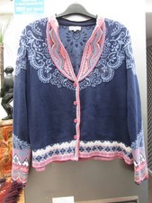 IVKO label, bohemian knit cardigan navy &pinks  size 12-14 very unusual.
