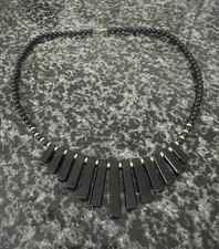 9ct 9K 16.5” Black Onyx Necklace, Cleopatra Style.