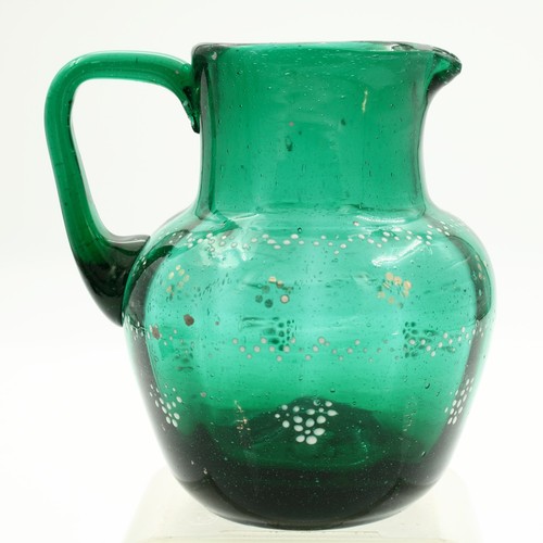 Victorian green glass jug - green,