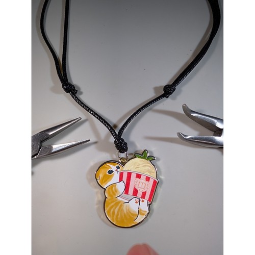 Cat ice cream - enamel, pendant
