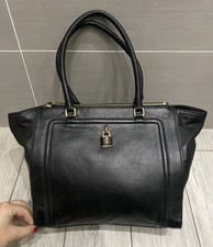 LADIES BLACK REAL LEATHER JUICY COUTURE PADLOCK MULTI-COMPARTMENT BAG