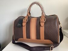 RIVER ISLAND Brown monogram stripe WEEKEND travel bag pu leather new large