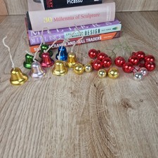 Antique Glass Christmas Berries Baubles & Metal Bells Foliage / Wreath Décor