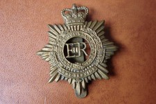 QC ER Queen's crown RASC brass cap badge with slider - Royal Army Service Corps
