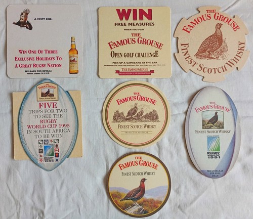 Famous grouse whisky beer mats - famous,