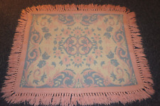 Vintage 70s Casa Pupo soft shades pink blue cream fringed reversible wool rug