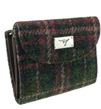 Harris Tweed 'Jura' Ladies Purse Wallet Multi Colour LB2002 Green Plum Check