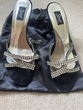 Ladies Strutt Couture Rhinestone Black Suede  Mule Shoes Size 39 (6) 