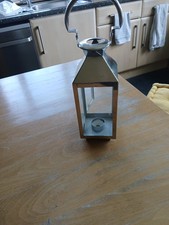 Stainless Steel And Glass Lantern Candle Holder 36cm high with hinged door.