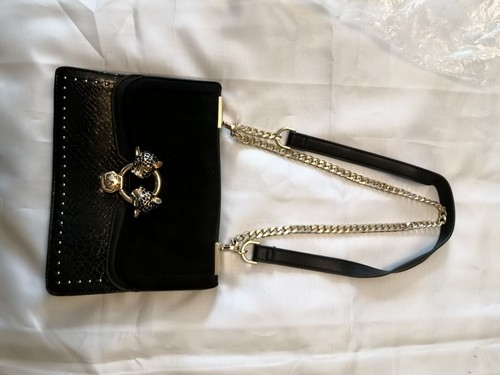 Suede and faux - snakeskin, black