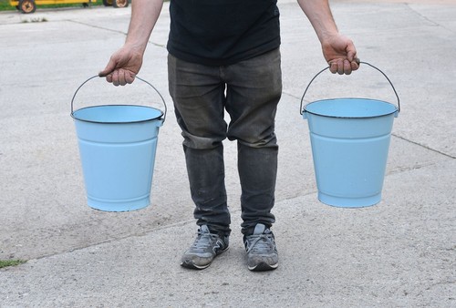 Vintage enamel pail bucket - 2x,