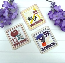 Vintage Stamps Iron-on Patch Embroidered Applique French Stamps Clothes Patch