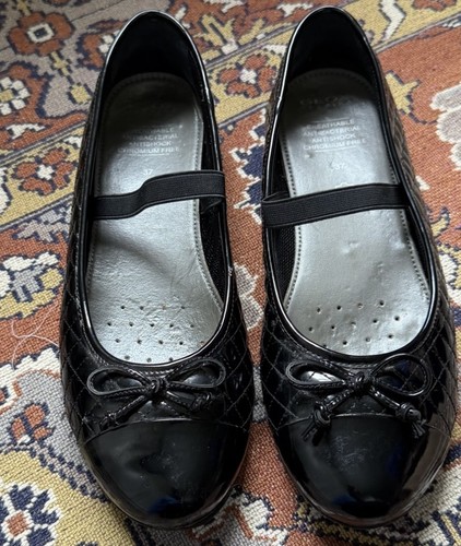 Black patent geox girls school - patent,