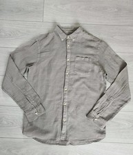 Allsaints Chatham 100% Linen Light Gray Long Sleeve Button Shirt Size M