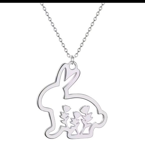 Rabbit necklace silver - rabbit,
