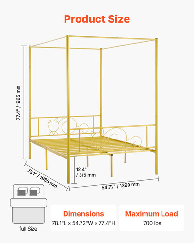 Full size canopy bed - size,