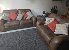 SCS Leather Sofa and Large Cuddle Chair