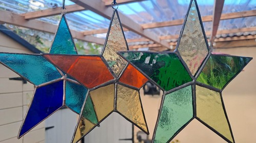 Three stained glass stars - stained,