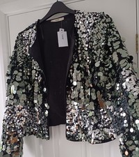 BNWT LOVELY SIZE 22 GEORGE SILVER DISC SEQUIN EVENING JACKET COCKTAIL PARTY NEW 