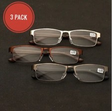 3 Pack Popular Designer Reading Glasses Metal Steel Quality Business Unisex
